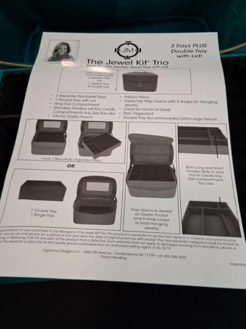 NEW Joy Mangano Jewel Kit Trio 3 Tier Jewelry Case Organizer Travel/Home